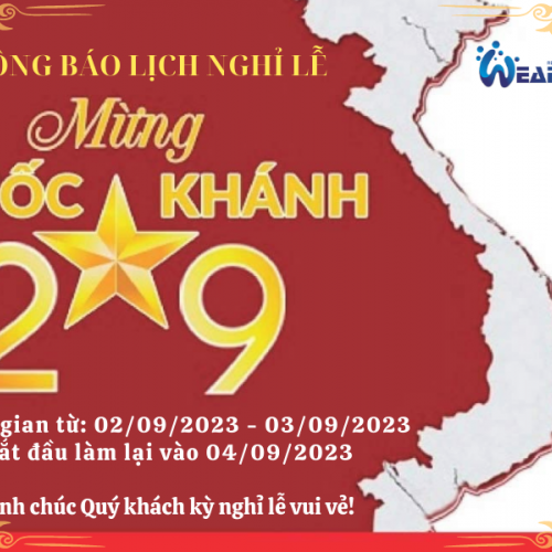 THÔNG BÁO LỊCH NGHỈ LỄ QUỐC KHÁNH 2-9